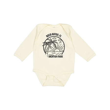 

Inktastic Summer Vacation Mode Boca Raton Florida Gift Baby Boy or Baby Girl Long Sleeve Bodysuit