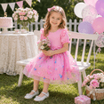 thumbnail image 4 of IPIO Toddler Girls Butterfly Mesh Dress, Princess Birthday Dress with Puff Sleeves for Summer Party, Everyday Wear 2t tutu, 4 of 7