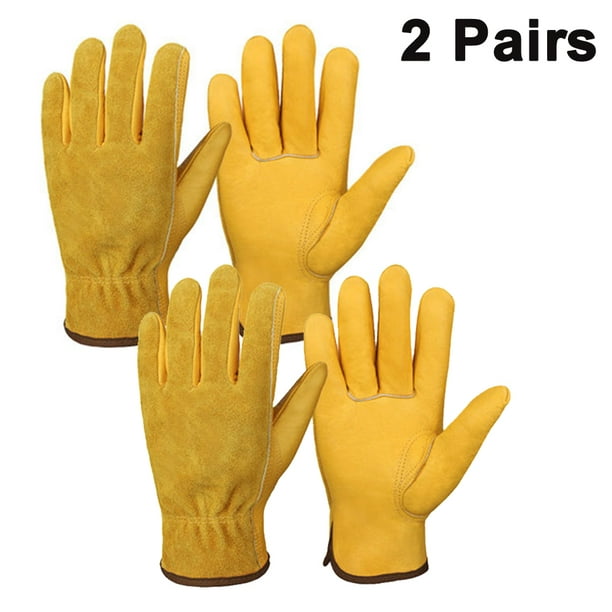 Gardening Gloves Men Women Thorn Proof Rose Gloves Waterproof Outdoor Work  Gloves Leather Gloves (Two pairs) 