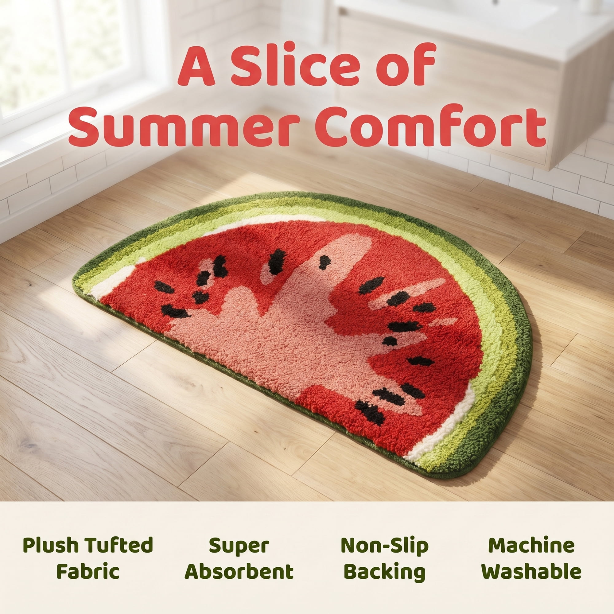 Unique Bargains Printed Faux Fur Bathroom Rug Soft Absorbent Plush Mat Red 32" x 18"