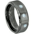 thumbnail image 1 of Brushed Gunmetal Tungsten Ring - 0.21ctw Topaz 3-stone Band - Personalized Tungsten Wedding Ring - Custom Made November Birthstone Ring TN616BS, 1 of 1