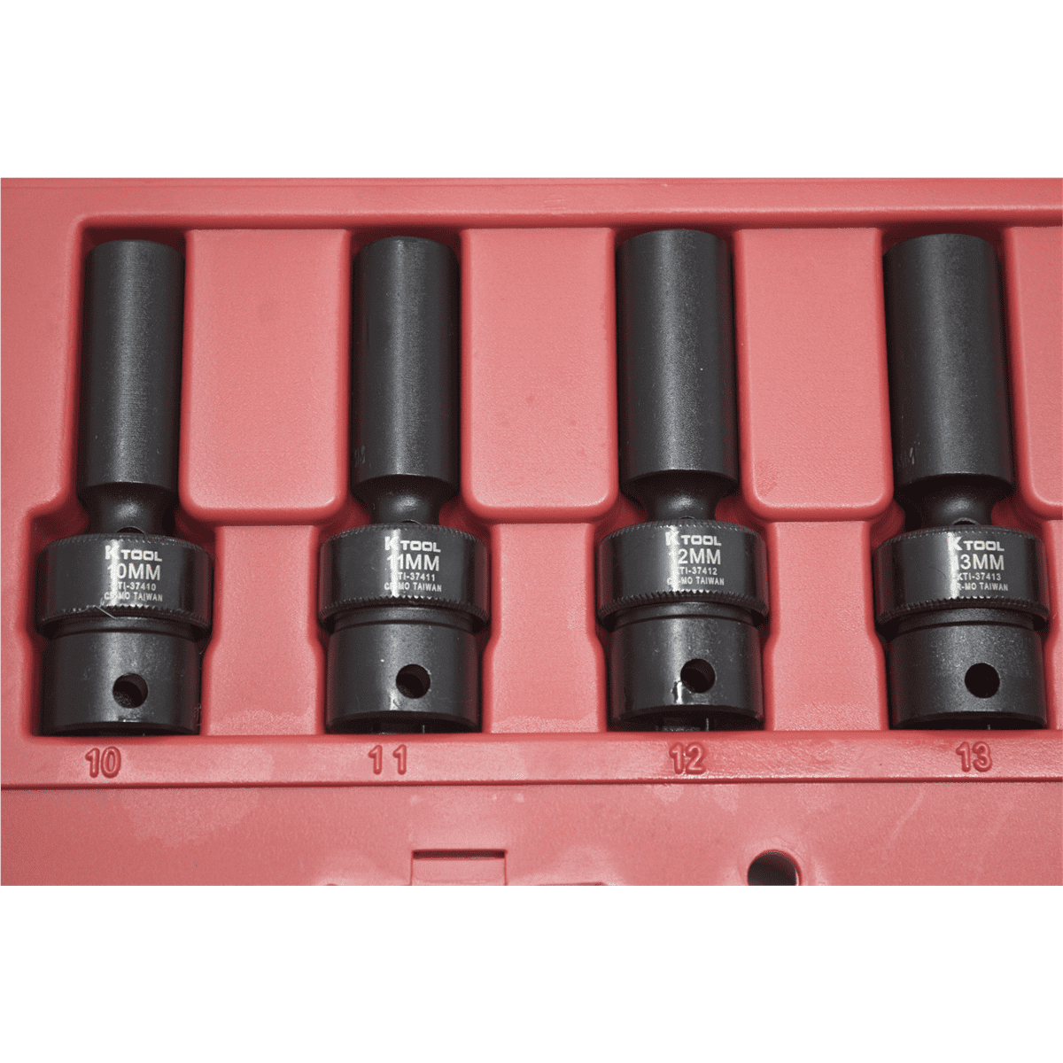 K-Tool 37400 10 Piece 3/8" Drive Metric Impact Flex Deep Socket Set