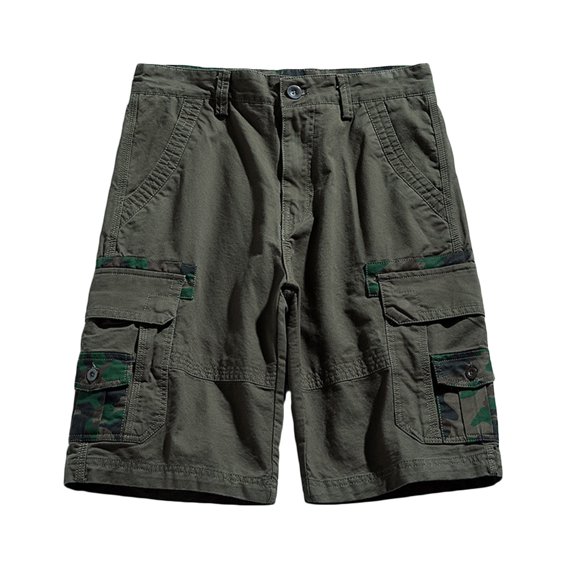 HOOMEUMY Men's Cargo Shorts Bermuda Camouflage Pockets Multi-Pockets Stretch Loose Fit Summer Beach Shorts Green L