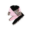 thumbnail image 1 of xiaxaixu Girls Leopard Print Clothes Set, Contrast Color T-shirt+Long Pants, 1 of 7