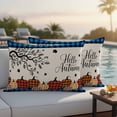 thumbnail image 4 of Orange Pumpkins Outdoor Waterproof Pillow Covers, Abstract Fall Branch Blue Retro Plaid Decorative Rectangle Throw Pillowcase Sofa Cushion Sham for Patio/Couch/Chair, 20"x12" 2 Pack, 4 of 8