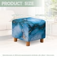 thumbnail image 3 of SCRAWLGOD Blue Marble Print Ottoman Cover Stretch Ottoman Slipcover Square, Polyester and Spandex Fabric for Square Ottomans, Storage Stool, Universal Footstool Protector, 3 of 7