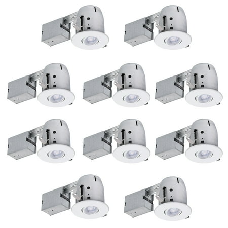 - Globe Electric 4 in. White IC Rated Recessed Lighting Kit (10-Pack), LED Bulbs Included, 90954