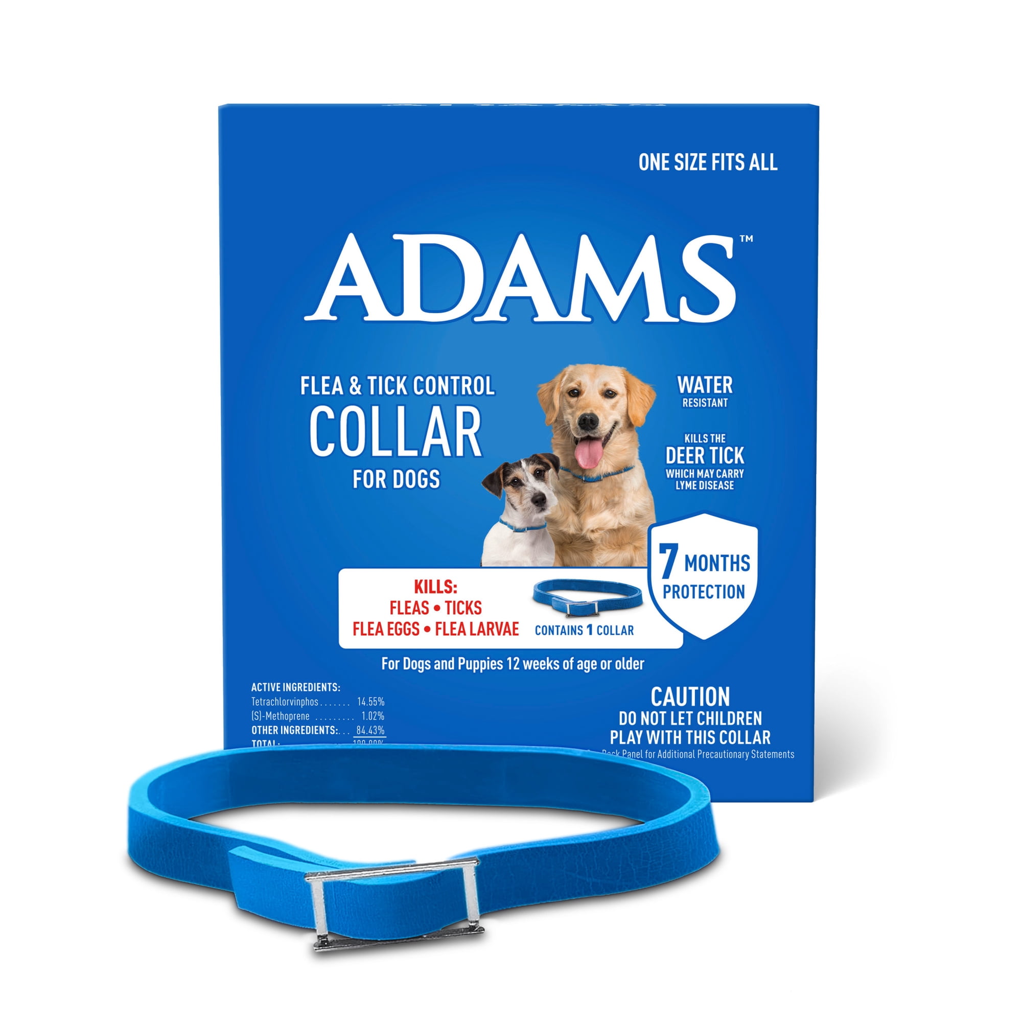 ADAMS Flea & Tick Control Collar for Dogs, Flea Collar for 7-Month Prevention, Adjustable Collar Fits Dogs & Puppies, Kills Fleas & Ticks, 1 Count