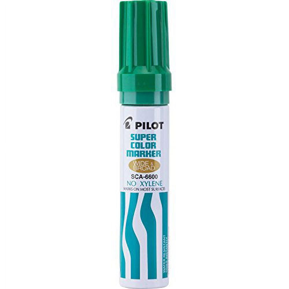Pilot Super Color Jumbo Permanent Markers, Extra Wide Chisel Point, Xylene-Free, Green Ink, Dozen Box (45400)