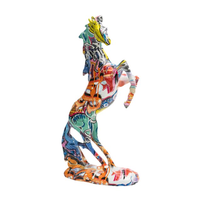 jifeng Statue de Cheval Colorée Ornement de Table pour Manteau de Cheminée, Bibliothèques, Café Moderne A
