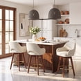 thumbnail image 3 of AFO 26" Upholstered Counter Height Bar Stools Set of 4, Modern Swivel Bar Stool with Armrests & Solid Wood Legs, Mid Century Barstool Island Chairs for Kitchen Island Dining Room, Beige, 3 of 12