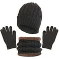 thumbnail image 2 of Unisex Winter Warm Soft Hat Scarf Gloves Set Knit Snow Cap Mittens Winter Set for Students Stylish Beanie Scarf Gloves Campus Daily Scarf a Hat Gloves, 2 of 5