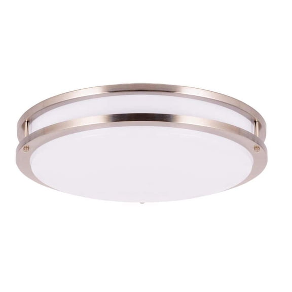 18 in. LED Round Ceiling Light Dimmable Modern Flush Mount Brushed Nickle 24W-32W 3000K-5000K