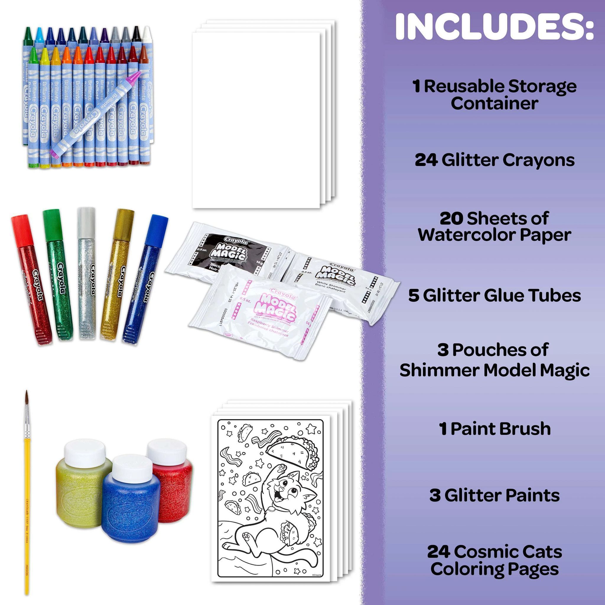 Crayola Glitter Arts and Crafts Kit, 80+ School Supplies, Glitter Toy, Creative Gift for Unisex Child - image 2 of 6