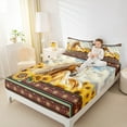 thumbnail image 4 of jejeloiu Farm Animal Horse Twin Sheet Sets,Aztec Geometric Pattern Twin Fitted Sheet,Orange Sunflower Floral Flat Sheet For Adults,Microfiber Bedroom Decor,3 Pieces, 4 of 7