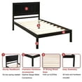 thumbnail image 3 of Wood Platform Bed Twin Size, Modern Heavy Duty Platform Bed with Headboard, Mattress Foundation for Children Teens Adults, Single Bed Frame No Box Spring Needed, Espresso, J109, 3 of 5
