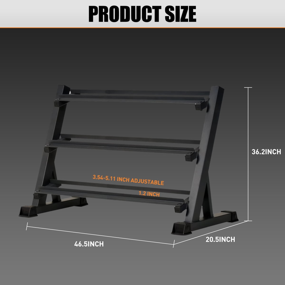 LuckyNote 3-Tier Dumbbell Rack Stand, Heavy Duty 1100 lbs Capacity Adjustable Storage for Home Gym – Black