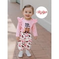 thumbnail image 4 of BemeyourBBs Western Baby Girl Cowgirl Clothes Newborn Baby Girls Litter Sister Outfit Letter Long Sleeve Romper Boot Print Pants Set Bow Headband 3 Pcs Spring Fall Winter Clothing, 4 of 9