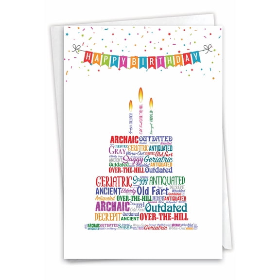 1 Funny Birthday Card with Envelope - Word Cloud C3246BDG