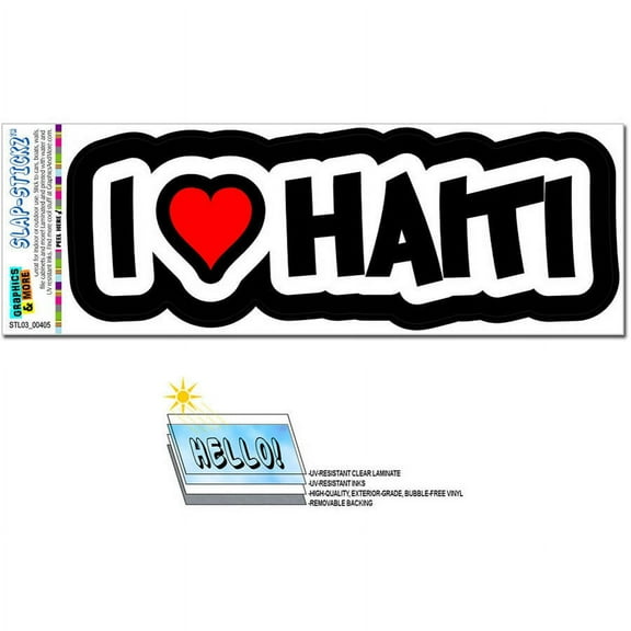 I Love Heart Haiti Automotive Car Window Locker Bumper Sticker