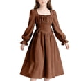 thumbnail image 2 of Ovbmpzd Formal Big Girls Dresses Brown Puff Sleeves Party Dresses A-Line Midi French Dresses,14-15Years, 2 of 6