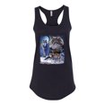 thumbnail image 2 of Wolves and the Moon in the Winter Night | Womens Animal Lover Jersey Racerback Tank Top, Black, Small, 2 of 3