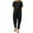 X-Black, variant on Women Summer Linen Outfits Cotton Long Sleeve Shirt Wide Leg Capris Pants Two Pieces Loungewear Sweatsuit Tracksuit