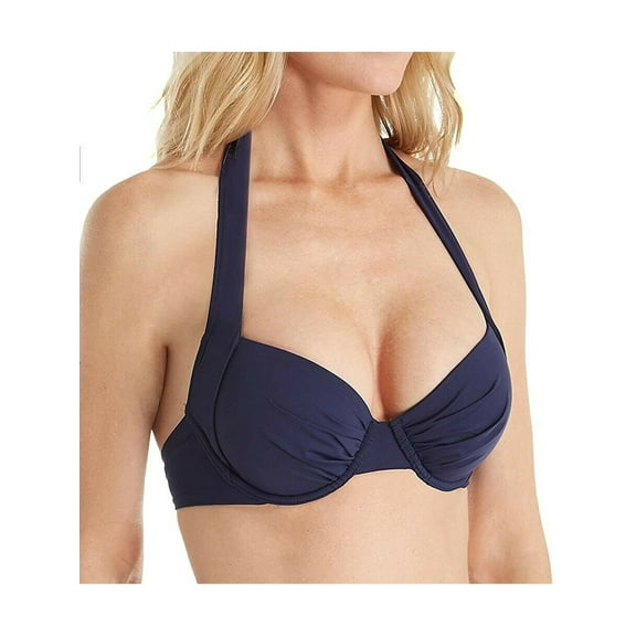 TOMMY BAHAMA Women's Navy Nylon Full Coverage Underwire Swimwear Top 34C