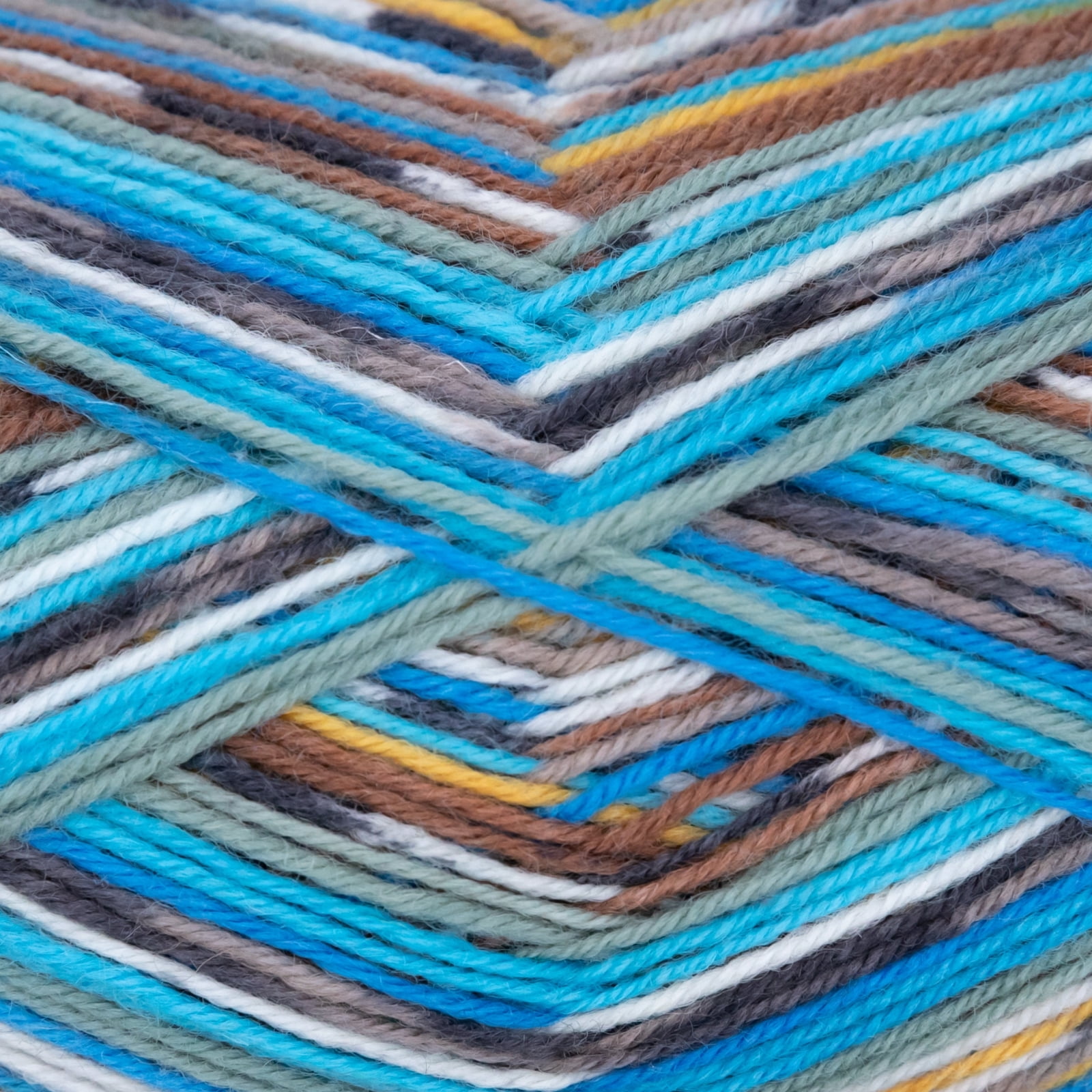 Grundl - Hot Socks Campione 4ply yarn, 100 g | 460 yards | 75% Virgin Wool Superwash, 25% Polyamide | Color 03 - Moss-Aqua-Orange-Sea-White-Black
