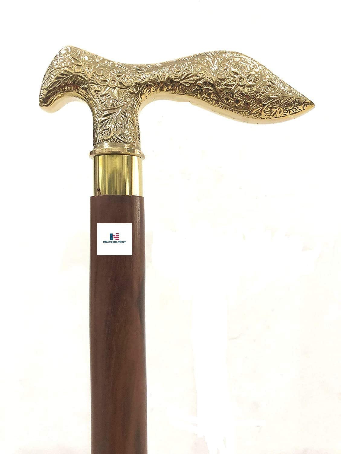 Designer Antique Brass Head Knob Handle Vintage Style For Walking Stick Cane 