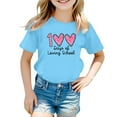 thumbnail image 1 of FAOWME T-Shirt Mode Enfant Col Rond Imprimé Cœur Manches Courtes Bleu Clair 3-4 Ans, 1 of 4