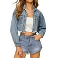 thumbnail image 4 of ZACPNCV Women’s Crop Denim Jacket Tassel Casual JeCoat, 4 of 9