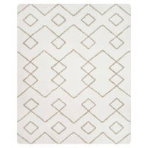 SAFAVIEH Toronto Isla Abstract Geometric Polyester Shag Area Rug, Ivory/Silver, 3' x 5'