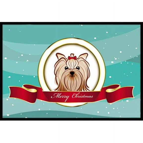 Caroline's Treasures BB1514JMAT Yorkie Yorkishire Terrier Merry Christmas Door Mat, Indoor Rug or Outdoor Welcome Mat