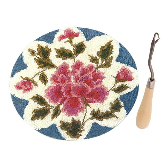 Rose Flower DIY Latch Hook Kit Alfombra Artesanía para Niños/Adultos con Pestillo de profesion, 50 Cm