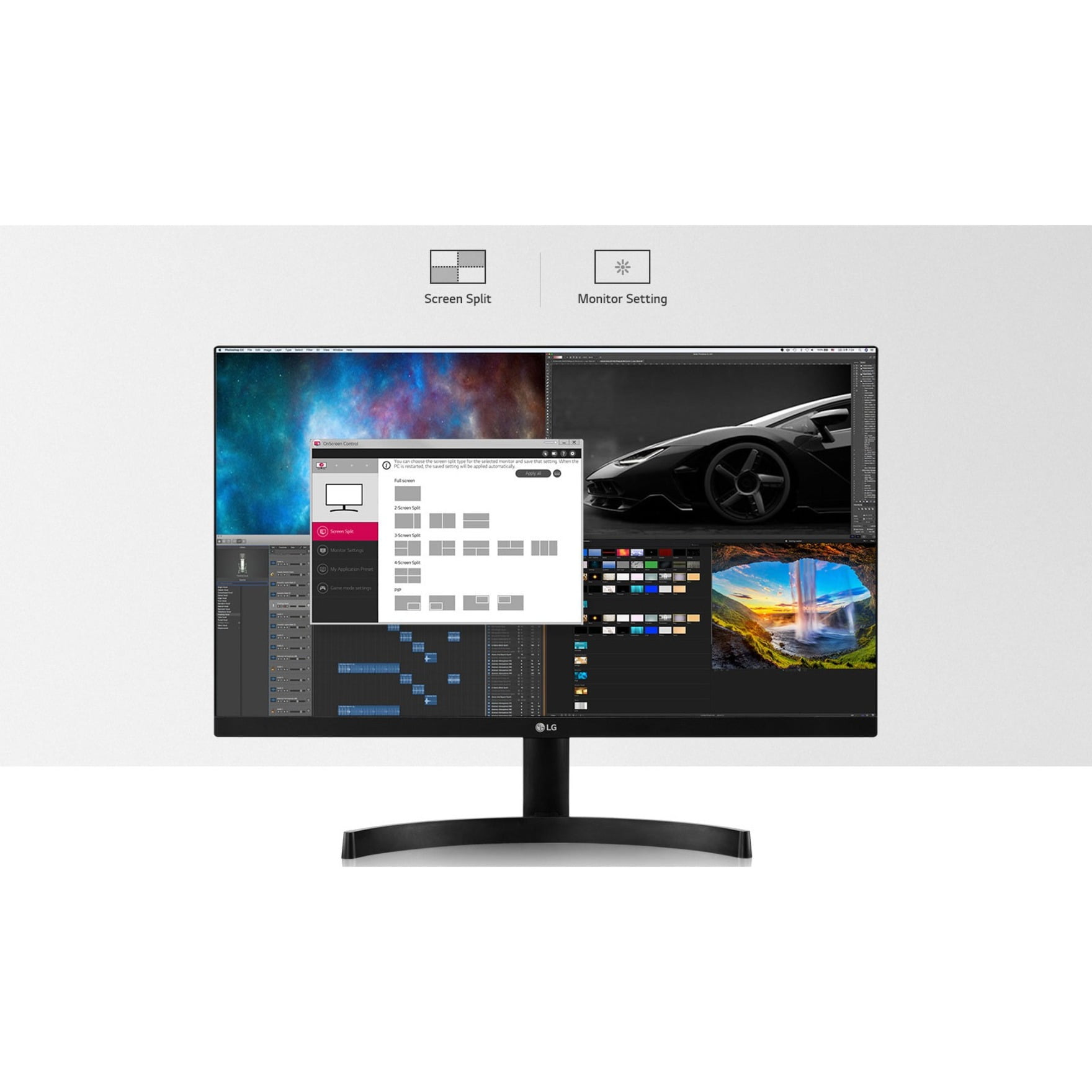 LG 24'' FHD IPS 3-Side Borderless Monitor with Dual HDMI - 24ML600-B