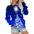 thumbnail image 2 of Chandail en Molleton pour Femmes Mode Imprimé de Noël Ample Col Rond Manches Longues Blouse avec Poche Hauts Chandails en Molleton pour Femmes en Liquidation, 2 of 6