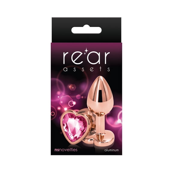 NS Novelties Rear Assets Rose Gold Heart Anal Plug Anal Sex Toys Small Pink