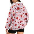 thumbnail image 2 of COEQINE Long Sleeve Women's Oversized Hoodie Fashion Full Zipper Sweatshirts Christmas Hat and Strawberry Pink Print Long Sleeve Casual Wear Fall Tops with Pockets, 3XL, 2 of 7