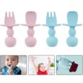thumbnail image 1 of Juego de utensilios de autoalimentaci贸n para beb茅s First Training, cubiertos antiahogo con tenedor y cuchara para ni帽os peque帽os con LED de destete a partir de 6 meses, 1 of 6