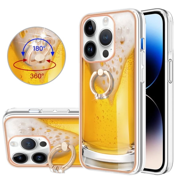 TECH CIRCLE For iPhone 12 Pro Max Case with Stand,360 Rotatable Shiny Ring Holder Kickstand Soft TPU Girls Women Case Shockproof Protective Phone Case for Apple iPhone 12 Pro Max 6.7" 2020,Beer