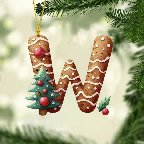 Adornos navideños de 26 letras | Colgantes acrílicos con símbolos navideños | Decoración colgante DIY para árbol, corona, calcetines y hogar