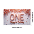 thumbnail image 2 of Glitter Design Happy Birthday Banner Pink Theme First Birthday ONE Banner for Kids Party Indoor Decoration Photo Shoot, 2 of 7