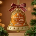 thumbnail image 5 of Pekkaxy USA 250th Anniversary Bell Ornament, Red and Gold Enamel Commemorative Christmas Tree Decoration, 5 of 8