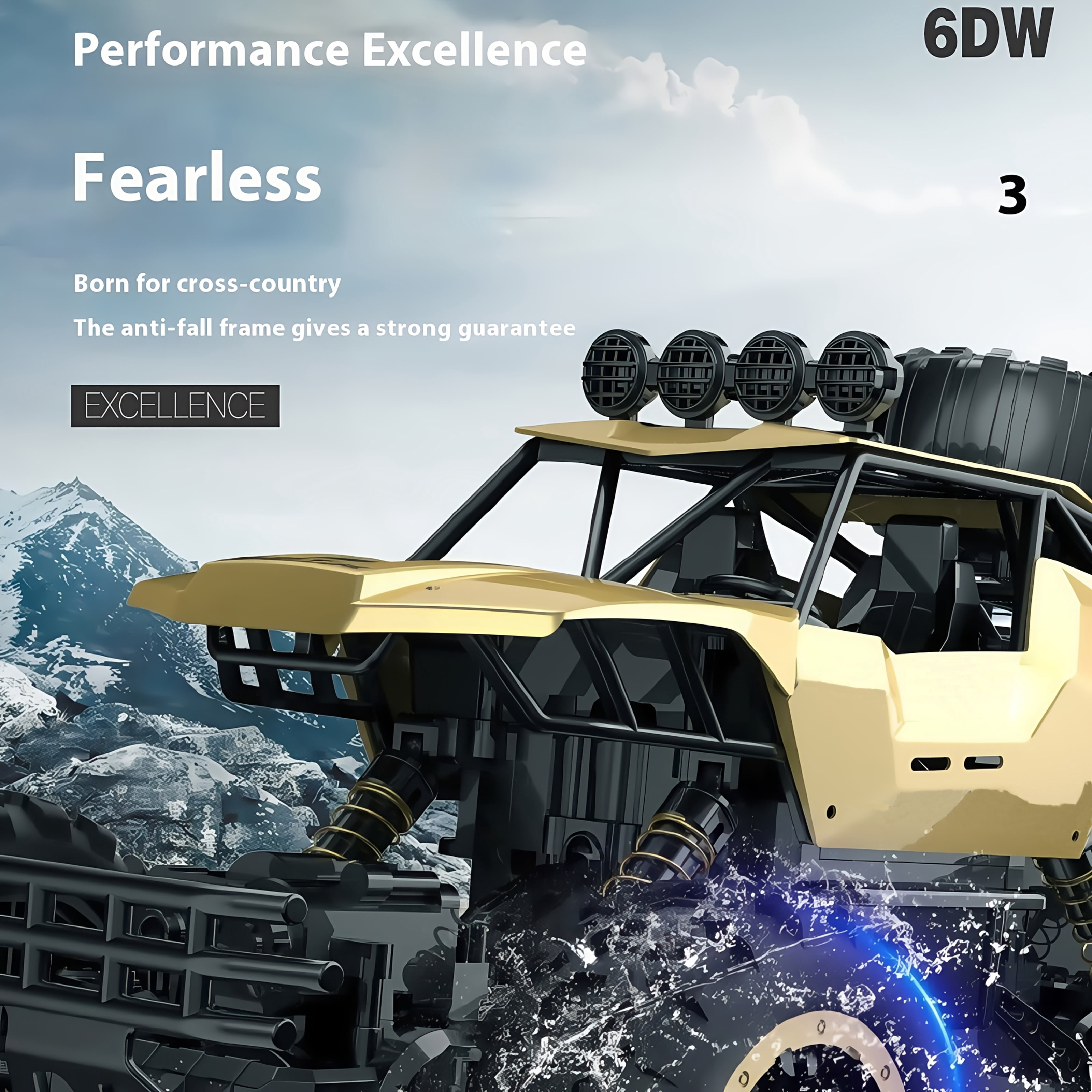 Alloy Rock-Climbing 6-Wheel RC Car - 1:12 Scale 2.4GHz 4WD Off-Road Truck with Dual Magnetic Motors, Independent Suspension   Non-Slip Tires(Gold)