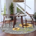 thumbnail image 4 of Round Area Rug 5ft,Letters You Are My Sunshine Washable Carpet Non-Slip Runner Accent Rugs Indoor Floor Mat for Bedroom Living Room Decor,Pastoral Sunflowers on Gray, 4 of 9