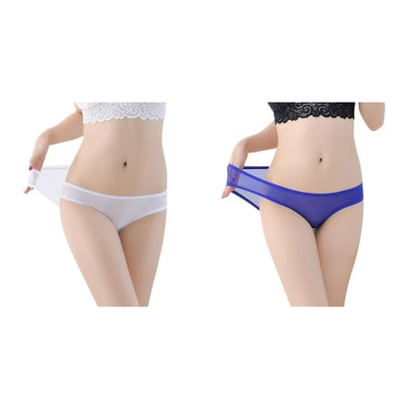 2-Pack Womens Low Waist Sheer Mesh Briefs Cute Seamless Panties For Women Mesh Bikini Panties Pack of Thongs Women Fancy Panties Couples Matching Underwear High Cut Panties for Women Matching Und