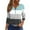 Blue, variant on Lmnyox 3/4 Sleeve Shirts for Women Color Block Button V Neck Casual Blouses Dressy Fashion Tops Clothes