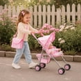 thumbnail image 6 of Dolls To Play Baby Doll Stroller for Girls, Foldable Toy Buggy with Canopy, Storage Basket & Diaper Bag, Fits 12-18 Inch Dolls, Pink Butterfly, 6 of 6