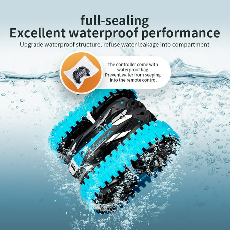 Remote Control Amphibious Car RC Stunt Car Buggy Water Land 4WD Vehicle Boat Kids Toys Blue